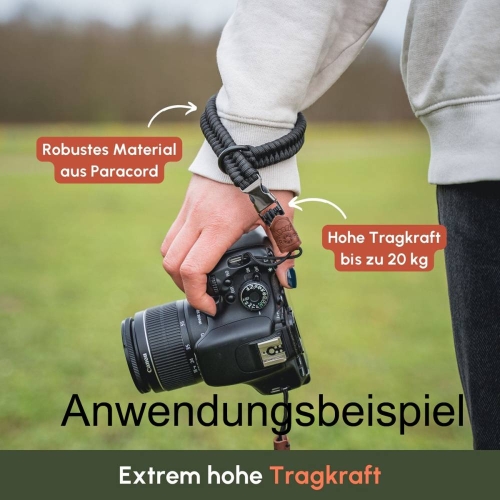 Anwendungsbeispiel von der Handschlaufe an einer Kamera