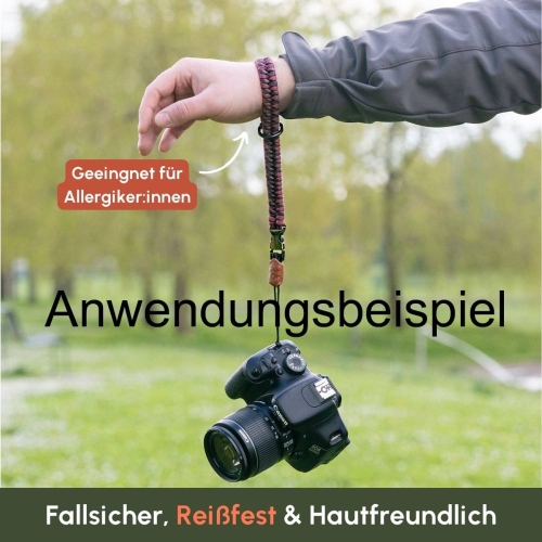 Anwendungsbeispiel von der Handschlaufe an einer Kamera