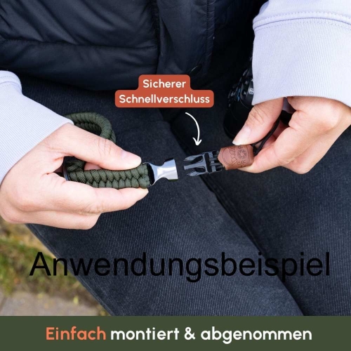 Anwendungsbeispiel von der Handschlaufe an einer Kamera