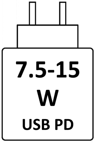 benötigter USB-Netzadapter / Nicht im Lieferumfang der Ladeschale enthalten