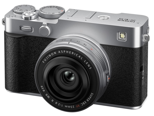Fujifilm X-E5 front in Silber