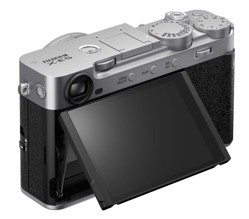 Fujifilm X-E5 in Silber von hinten